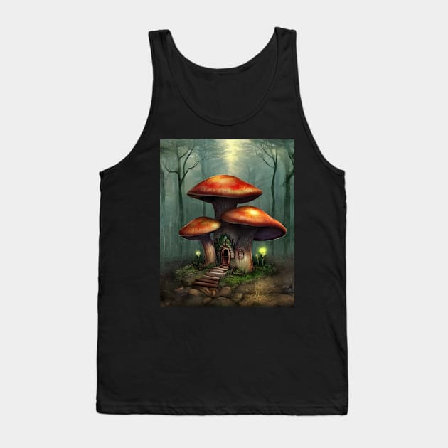 Magic Mushroom House in an Enchanted Forest Tank Top by ichewsyou